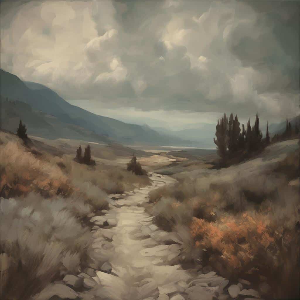 ο δρόμος στη φύση, τοπίο, βουνά, γήινα χρώματα, κυματιστές διαδρομές, τέχνη, τοπίο, τοπία, φυσική ομορφιά, ελαιογραφία, καμβάς, ζωγραφική, τέχνη της φύσης, γοητευτικό, ηρεμία, έκφραση, κίνηση, τέχνες, ελεύθερη έκφραση.