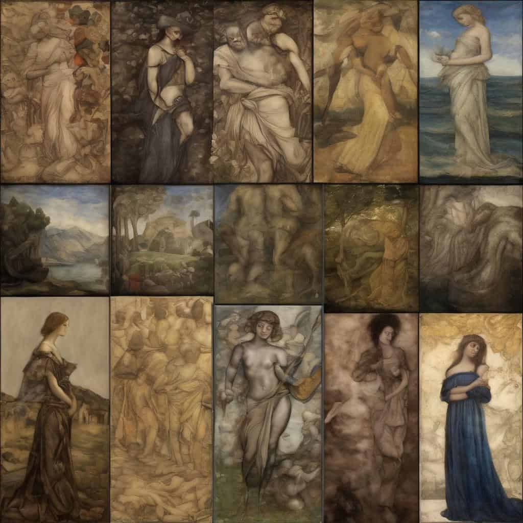 Ομορφες παραστάσεις τέχνης με κινήσεις και έκφραση σε πίνακες ζωγραφικής.