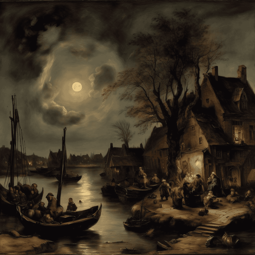 Moonlit landscape – Adriaen Brouwer